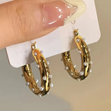 Geometric Circle Party Imitation Pearl Earings