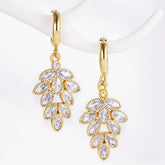 Sparkly Crystal Leaf Drop Dangle Earrings