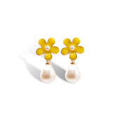 Yellow Petal Stud Earrings