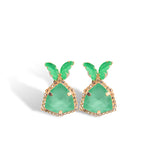 Green Crystal Butterfly Shape Earring