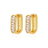 Shiny Zircon Circle Square Hoop Earrings