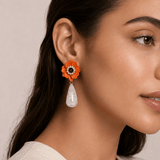 Ornage Petal Stud Earrings