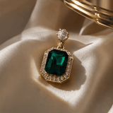 Vintage Square Emerald Dangle Earrings
