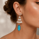 Light Blue Crystal Glass Earrings