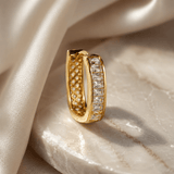 Shiny Zircon Circle Square Hoop Earrings