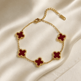 Luxe Carnelian Red 5 Motifs Clover Bracelet