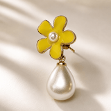 Yellow Petal Stud Earrings