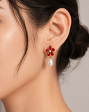 Red Petal Stud Earrings