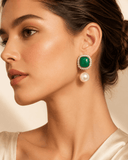 Statement Green Pearl Drop Earring