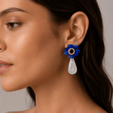 Blue Petal Stud Earrings
