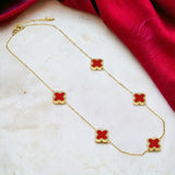 Luxe Carnelian Red 5 Motifs Clover Pendant