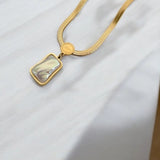 Moon Light Gold White Stone Necklace