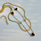 Black Hearts Double Chain Necklace
