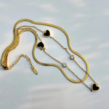 Black Hearts Double Chain Necklace
