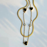 Black Hearts Double Chain Necklace