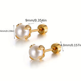 Cute Faux Pearl Stainless Steel Studs