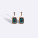 Vintage Square Emerald Dangle Earrings