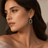 Vintage Square Emerald Dangle Earrings