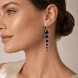 Royal Blue Sapphire Diamond Dangling Earrings