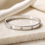 Radiant Sunburst Studded Silver Wrist Bangle