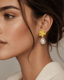 Yellow Petal Stud Earrings