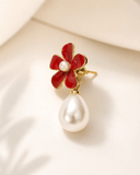 Red Petal Stud Earrings